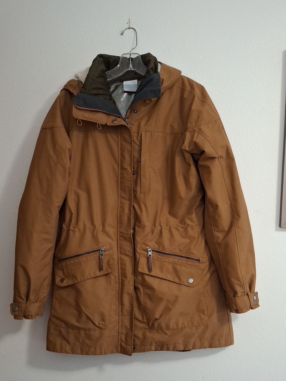 Columbia Carson Pass Interchange Tan/ Brown Hooded Coat Size L, 2 in 1 - Picture 2 of 7